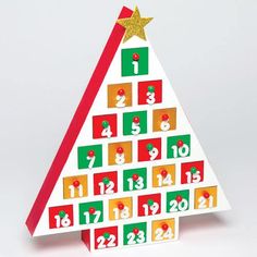 a christmas tree shaped calendar with numbers on it