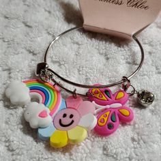 Kids Charm Bracelet - Stainless Steel (Rainbow) - $15 - Nwt. Cute Rainbow Charm Bracelet For Gift, Adjustable Rainbow Color Playful Jewelry, Cute Rainbow Charm Bracelet As Gift, Trendy Multicolor Nickel Free Charm Bracelet, Trendy Multicolor Nickel-free Charm Bracelet, Playful Adjustable Multicolor Charm Bracelet, Fun Adjustable Nickel-free Bracelets, Adjustable Kawaii Jewelry With Cute Design, Kawaii Jewelry With Cute Adjustable Design