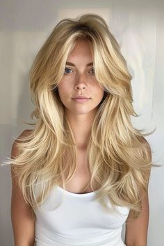 Heavy Top Layers Hair, Face Framing Round Layers, Long Layered Haircuts Volume, Extremely Layered Hair Long, Crazy Layers For Long Hair, Volume Hair Layers, Haircut That Adds Volume, Long Haircuts To Add Volume, Long Hairstyles With Volume