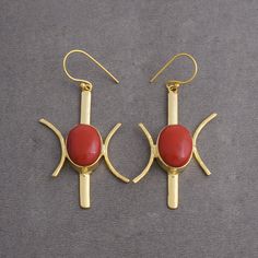 Handmade 18K Yellow Gold Plated Red Coral Gemstone Dangle Earrings For Women Product Details Item Code: BJBE-2688 Stone Name: Red Coral Stone Shape : Oval Stone Size : 12*16 mm Metal: 18K Yellow Gold Plated Over Brass Earrings dimension: 5.30 X 3.80 Cms Note: :- This earrings you will receive may vary slightly in color from the images because these are natural gemstones and vary to each other every single time and it is not possible to get the same color what is showing in the images. Images are Red Gemstone Gold-plated Earrings, Red Gemstone Gold Plated Earrings, Red Coral Stone, Red Coral Earrings, Coral Gemstone, Coral Earrings, Coral Stone, Women Earrings, Earrings Red