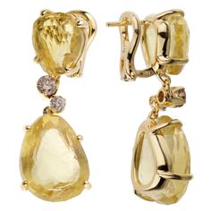 Pomellato 12ct Lemon Quartz Champagne Diamond Drop Earrings For Sale at 1stDibs Luxury Pear-shaped Single Cut Diamond Earrings, Luxury Rose Cut Diamond Earrings For Evening, Luxury Pear-shaped Gemstone Diamond Earrings, Luxury Pear-shaped Diamond Earrings With Gemstones, Elegant Yellow Diamond Earrings, Luxury Yellow Gold Drop Diamond Earrings, Luxury Yellow Gold Diamond Earrings With Gemstones, Briolette Diamond Accent Earrings For Formal Occasions, Luxury Rose Cut Drop Diamond Earrings