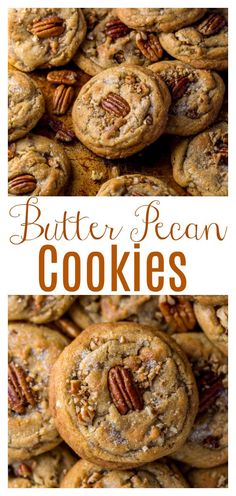 butter pecan cookies stacked on top of each other