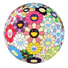 a colorful ball with flowers painted on it