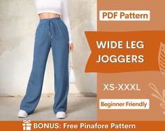 the wide leg joggers sewing pattern is easy to sew and can be worn in any size