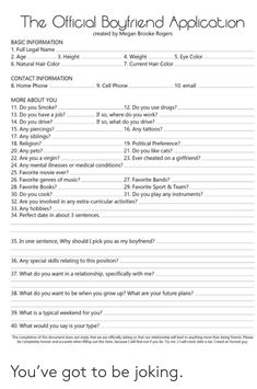 the official boyfriend application is shown in this document, which includes instructions for how to use it