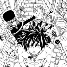 an image of anime characters in black and white