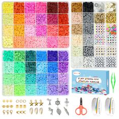 PRICES MAY VARY. PERFECT BRACELET MAKING KIT - all you need included, 3 boxes 9600pcs clay beads and 500pcs charms kit (include letter beads, colorful heart beads, colorful number beads, fruit beads, golden beads, spacer beads, charms, etc. more than 20 types of accessories) 2 rolls stretchy strings, 1 scissors, 1 tweezers. this complete, expansive jewelry making kit is filled with endless possibilities to be imaginative, to meet all your needs for bracelet & jewelry making PREMIUM QUALITY, SAFE Preppy Clay Beads, Preppy Beads, Clay Bead Set, Beads Fruit, Clay Beads Bracelet, Fruit Beads, Make Clay Beads, Friendship Bracelet Kit, Dream Wishlist