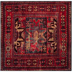 The perfect decorative centerpiece for any room can be found in SAFAVIEH's Vintage Hamadan Collection. Classic motifs are vividly displayed in distinctive hues and finished in an antique patina. Persian Motifs, Southwestern Area Rugs, Southwestern Rug, Square Area Rugs, Cadiz, Persian Area Rugs, Red Area Rug, Vintage Area Rugs, Traditional Area Rugs