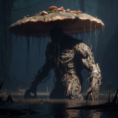 an image of a giant creature in the water with food on it's head