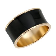 Material: brass Plating: 10k Gold Other material: enamel - black or while Ring measures 9.5mm wide Ring is slightly concave. Available in sizes 6, 7, 8 & 9 Sage Candle, Accessories Bags Shoes, Wide Ring, Wide Rings, Perfume Collection, Gift Accessories, Shine Bright, 10k Gold, Ring Necklace