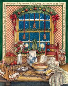 an image of a christmas card with presents on the table