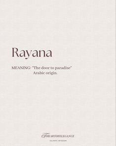 rayana meaning the god to paradise arabic origin