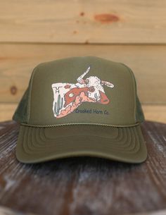 Crooked Horn Hat-Hat-Crooked Horn Company, Online Women's Fashion Boutique in San Tan Valley, Arizona 85140 Olive Green Color, Olive Green, Cotton Twill, Trucker Hat, Perfect Fit, Hats, Color