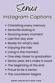 an instagram caption with the words,'senior instagram captions '