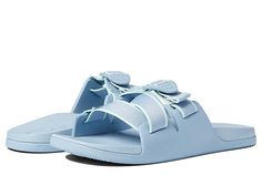 Chaco Chillos Slide - Women's Shoes : Outskirt Sky Blue : The Chaco Chillos Slide has a vegan-friendly construction and boasts the iconic Z/Straps with cinch buckle for a strappy sandal design. Slip-on sandal made of a polyester jacquard webbing straps with synthetic trims. Strappy sandal with ladder lock buckles for easy adjustments and a secure fit. Women-specific injected LUVSEAT EVA footbed and high-rebound EVA midsole provide superior underfoot cushioning, arch support, and shock absorption Adjustable Synthetic Sport Sandals For Spring, Synthetic Slides With Adjustable Strap, Adjustable Straps Slides For Vacation, Synthetic Double Strap Slides With Adjustable Strap, Spring Synthetic Sport Sandals With Strap, Sporty Double Strap Summer Sandals, Sporty Double Strap Sandals For Summer, Adjustable Slides For Spring, Summer Outdoor Slides With Adjustable Strap