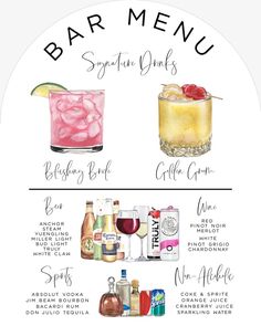 an image of a bar menu with drinks