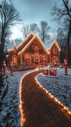 a house covered in christmas lights and decorations