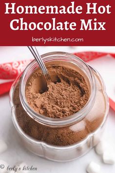 homemade hot chocolate mix in a glass jar