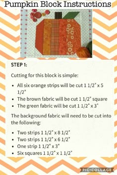 the instructions for pumpkin block instructions