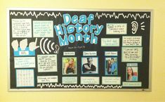 a bulletin board with pictures and words on it that say, dear history month?