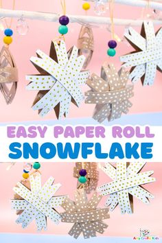 easy paper roll snowflake craft for kids and adults to make it looks like they are