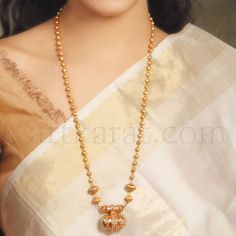 Gold Balls Long Chain, Balls Chains In Gold, Long Chain With Pendant Gold, Gold Mala Designs, Gold Long Chain Designs, Long Haram Designs Indian, Long Chains Indian Gold, Long Chain Designs Gold