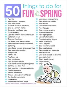 the 50 things to do for fun in the spring