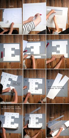 step by step instructions on how to cut out the letters for this diy project