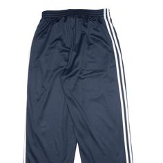 Item is in used condition. Item has a small hole. >Size: XL >Waist Size (Un-Stretched): 26" >Inside Leg: 29" >Rise: 11" >Hem: 10" Sporty Navy Full-length Pants, Blue Casual Sweatpants For Training, Casual Blue Sweatpants For Training, Casual Full-length Bottoms With Three Stripes, Casual Full Length Bottoms With Three Stripes, Blue Wide Leg Sports Bottoms, Navy Sports Bottoms With Three Stripes, Blue Training Bottoms With Three Stripes, Blue Sportswear Bottoms With Three Stripes