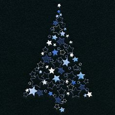 a christmas tree made out of stars on a black background