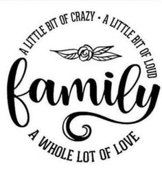 a black and white logo with the word family in it's center, surrounded by lettering