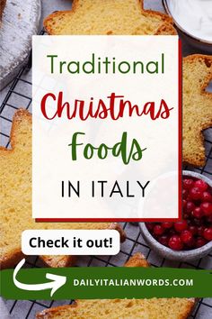 traditional christmas foods in italy with text overlay