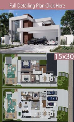 the floor plan for this modern house is very large and has lots of space to put in