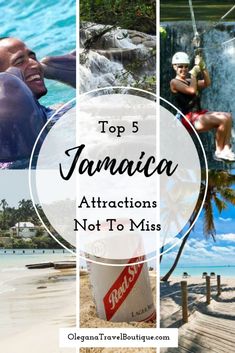 the top 5 jamaica attractions not to miss in this postcard collage with images of people