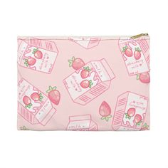 Strawberry Milk Accessory Pouch | Kawaii Makeup Bags | Soft Pink Cosmetics Bag | Funny Cute Pouches | Spinnanight Bag | Gifts for Friends Our flat pouches vary from small to large and can be used for pretty much anything. They make excellent pencil cases and cosmetic travel bags. They are constructed from a durable material with a zipper closure. .: 100% Polyester .: Multiple sizes .: Flat corners Spinnanight Bag, Cute Pouches, Cute School Stationary, Kawaii Makeup, Pink Cosmetics, Flat Pouch, Cosmetics Bag, Novelty Bags, Strawberry Milk