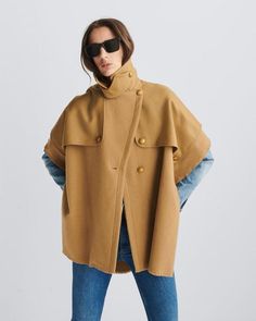 Buy Trench Italian Wool Poncho for USD 495.00 | rag & bone Chic Oversized Workwear Cape, Chic Oversized Cape For Workwear, Workwear Cape Outerwear With Button Closure, Workwear Cape With Button Closure, Fall Workwear Cape With Button Closure, Cape-style Buttoned Outerwear For Work, Oversized Chic Wool Poncho, Classic Winter Workwear Cape, Classic Cape Outerwear For Work