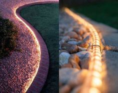 two images side by side one shows a path and the other shows a rock wall