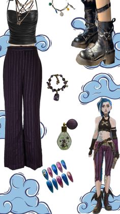 arcane jinx inspired outfit #jinx #arcane #outfit #vi #isha #funky Punk Inspired Outfits, Punk Inspiration, Dress Design Sketches, Design Sketch, Designer Dresses, Outfit Inspirations, Design