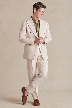 Cream Double Breasted Linen Jacket | New & Lingwood Classic White Double Breasted Suit With Double Button Closure, Timeless Linen Blazer With Lapel Collar, Cream Notch Lapel Blazer With Double-breasted Buttons, Cream Notch Lapel Double-breasted Blazer, White Double-breasted Suit With Lapel Collar, Timeless Beige Linen Suit, White Double Breasted Suit With Lapel Collar For Spring, Classic Beige Double Breasted Suit With Lapel Collar, Notch Lapel Linen Blazer For Formal Occasions