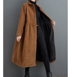 Dresses To Make, Corduroy Top, Plush Coat, Loose Dresses, Long Coat Women, Coat For Women, Long Trench, Long Trench Coat, Women Jacket