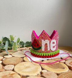 Watermelon birthday party crown Watermelon Birthday Party, One In A Melon Birthday, Watermelon Birthday Parties, Watermelon Birthday, One In A Melon, Birthday Crown, 1st Birthday Parties, Melon, Shower Ideas