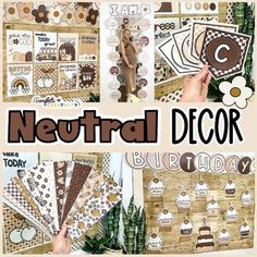 a collage of photos with the words neutral decor