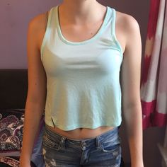 Xs Crop Seafoam Tank From Kohl’s. Very Soft And Flowy. Slits On Sides. Slight Scoop Neck And Racer Back On The Back. Never Worn. Light Blue Cropped Casual Crop Top, Light Blue Casual Cropped Crop Top, Casual Light Blue Cropped Crop Top, Light Blue Casual Crop Tank Top, Light Blue Casual Tank Top For Workout, Casual Light Blue Crop Tank Top, Light Blue Casual Workout Tank Top, Light Blue Stretch Casual Tank Top, Casual Light Blue Stretch Tank Top