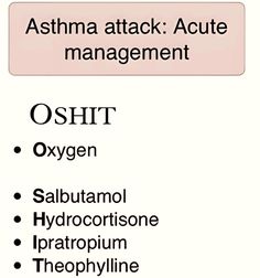 the acronym for asthma attack acutee management is shown in black and white text