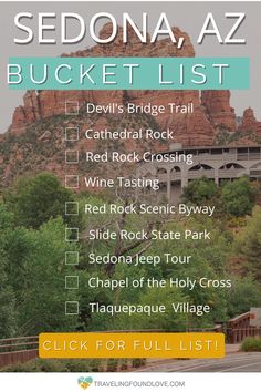 sedona, az bucket list with text overlay