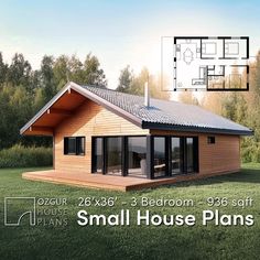 the small house plans are designed to look like it is made out of wood