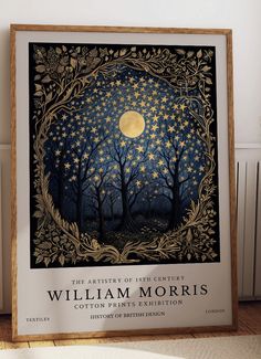 a framed poster with the words william morris on it