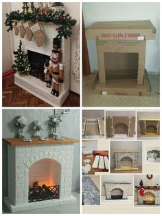 there are many different fireplaces in this house and one is decorated with christmas decorations