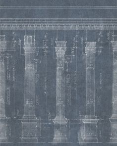 an old blueprint drawing of columns and pillars