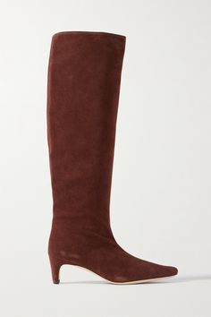 STAUD's 'Wally' knee boots are made from soft suede in a slouchy silhouette that bunches slightly at the ankle. They have pointed toes and slim 45mm heels. Slouchy Suede Boots, Burgundy Boots, Leather Knee Boots, Pointed Toe Boots, Boots Knee, Suede Ankle Boots, Womens Boots Ankle, Soft Suede, Suede Boots